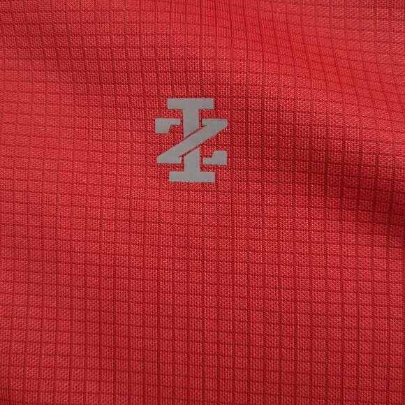 IZOD Golf Red Polo Shirt Short Sleeve Large 100% Polyester Grid Pattern Textured - Picture 5 of 11
